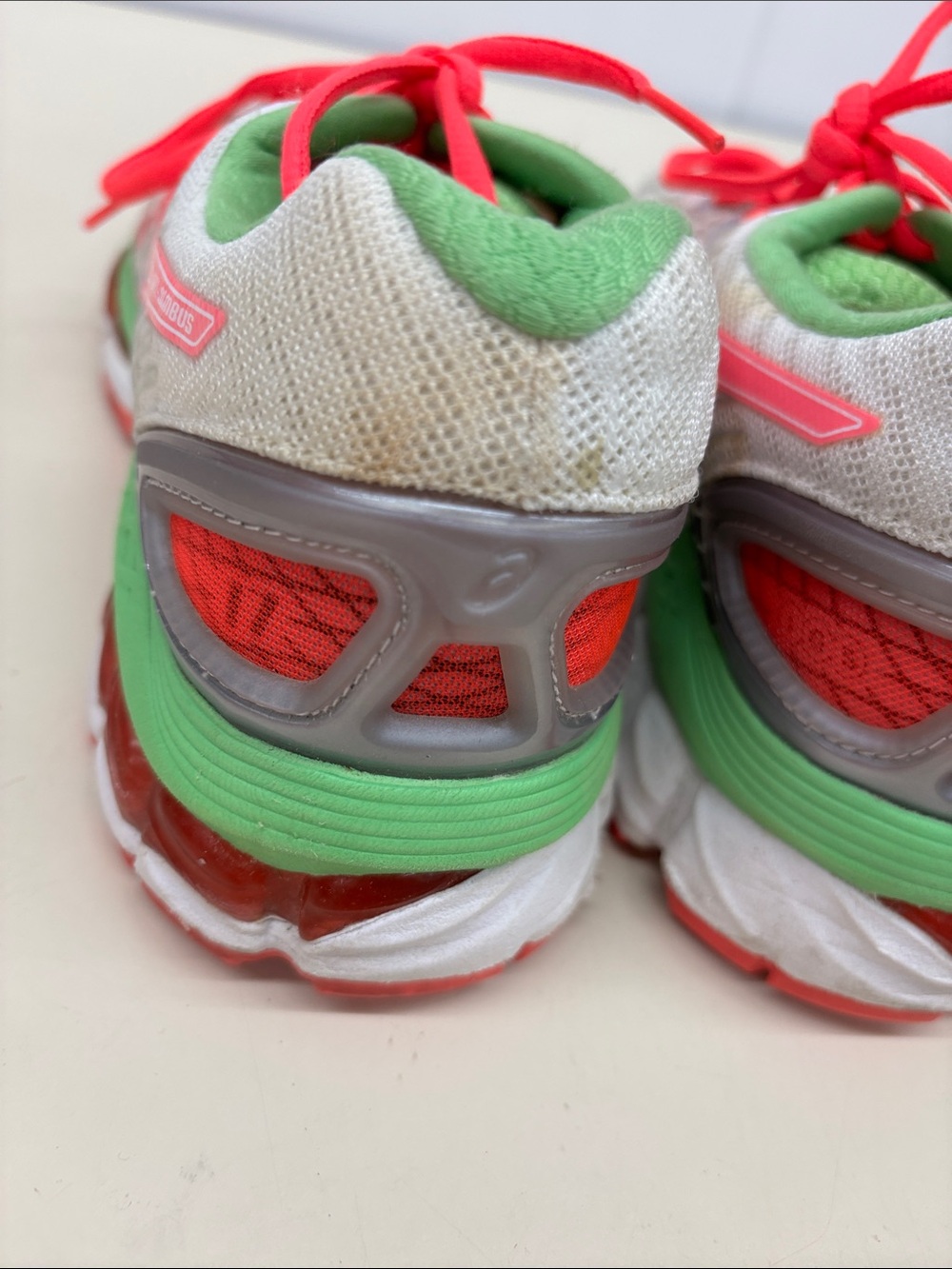 ASICS Women's White Pink Green Running Sneakers - Picture 5 of 9